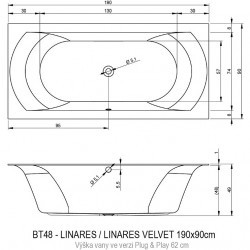 Акриловая ванна RIHO LINARES 190 RIGHT - PLUG & PLAY, B143016005 (BD5700500000000)