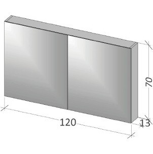 Зеркало-шкаф RIHO Type 13 120 x 70 x 13 см с розеткой, отделка под дерево