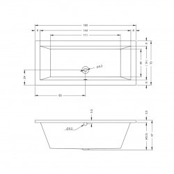 Комплект акриловая ванна RIHO LUSSO 160-70, B013001005 с каркасом, сливом-переливом и панелью