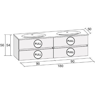 Мебель для ванной RIHO AVIANO 50 SET A-3 180 см, высота 54, отделка под дерево