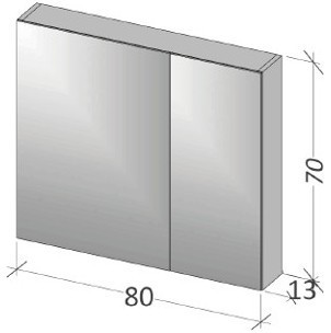 Зеркало-шкаф RIHO Type 13 80 x 70 x 13 см с розеткой, F50019, отделка под дерево