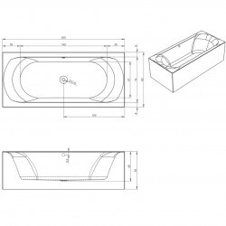 Акриловая ванна RIHO LINARES 200 RIGHT - PLUG & PLAY, B144011005 (BD5900500000000)