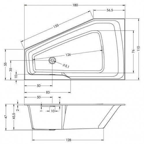 Гидромассажная ванна RIHO RETHINK SPACE FLOW 180x110 R FALL