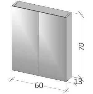 Зеркало-шкаф RIHO Type 13 60 x 70 x 13 см с розеткой, отделка под дерево