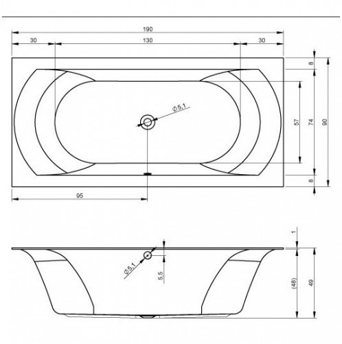 Гидромассажная ванна RIHO LINARES FLOW 200x90 см