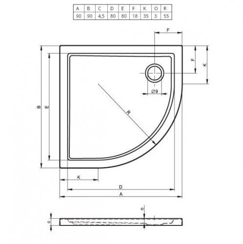 Акриловый душевой поддон Riho Zurich 280 90x90 белый R55 DA8800500000000