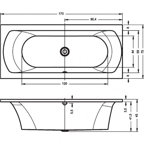 Акриловая ванна RIHO LIMA 170х75 см , B051001005 (BB4400500000000)