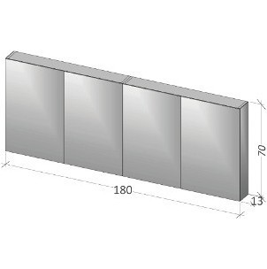 Зеркало-шкаф RIHO Typ 12, 180 x 70 x 13 см, 2 модуля по 90 см