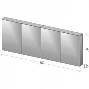 Зеркало-шкаф RIHO Typ 12, 180 x 70 x 13 см, 2 модуля по 90 см