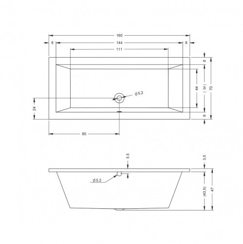 Акриловая ванна RIHO LUSSO 160-70, B013001005 (BA5700500000000)