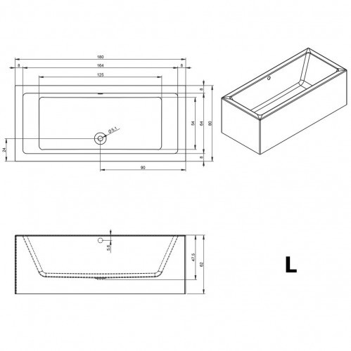Акриловая ванна RIHO LUGO 180x80 LEFT - PLUG & PLAY, B133016005 (BD6400500000000)