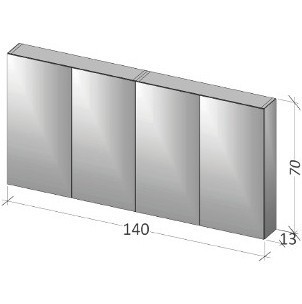 Зеркало-шкаф RIHO Typ 12, 140 x 70 x 13 см, 2 модуля по 70 см