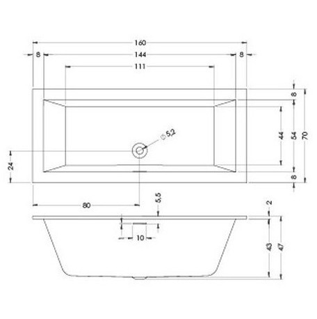 Гидромассажная ванна RIHO RETHINK CUBIC AIR 160x70 FALL