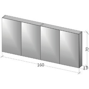 Зеркало-шкаф RIHO Typ 12, 160 x 70 x 13 см, 2 модуля по 80см