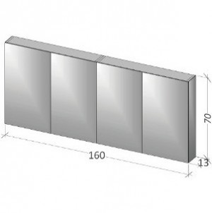 Зеркало-шкаф RIHO Typ 12, 160 x 70 x 13 см, 2 модуля по 80см
