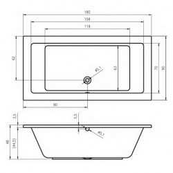 Акриловая ванна RIHO LUSSO 180-90, B026001005 (BA7700500000000)