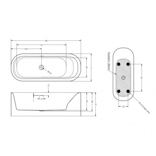 Акриловая ванна RIHO DEVOTION FREE 180X71 FALL, B095002005 (BD26C0500000000)