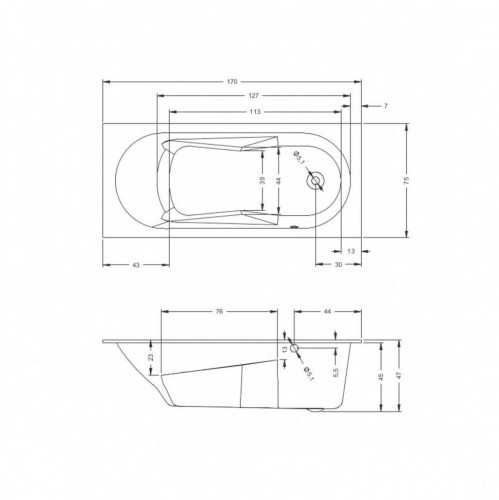 Гидромассажная ванна RIHO LAZY AIR 170x75 RIGHT