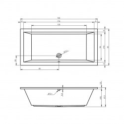 Комплект акриловая ванна RIHO LUSSO 190-90, B037001005 с каркасом и сливом-переливом