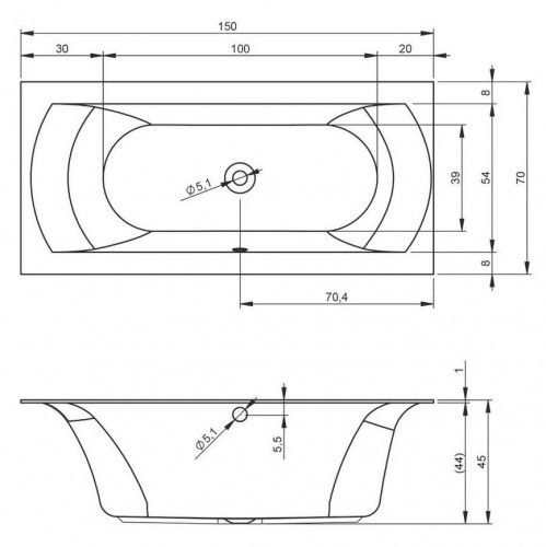 Гидромассажная ванна RIHO LINARES RIGHT AIR 150x70 см