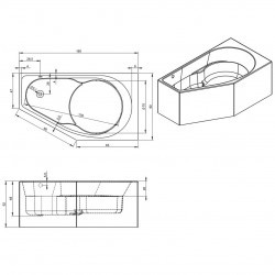 Акриловая ванна RIHO YUKON 160x90 L - PLUG &amp; PLAY, B009012005 (BD7500500000000)