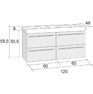 Мебель для ванной RIHO Bologna 48 SET A-2 120 см, 4 ящика, глянцевый лак