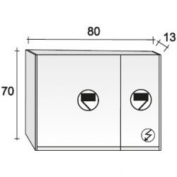 Зеркало-шкаф RIHO Type 02, 80 x 70 см, отделка под дерево