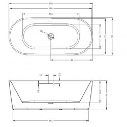 Акриловая ванна RIHO MODESTY 170X76 VELVET FALL, B090005105 (BD09C1500000000)