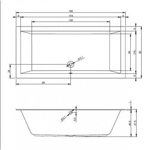Комплект акриловая ванна встраиваемая RIHO LUGO 190x90, B136001005 с каркасом