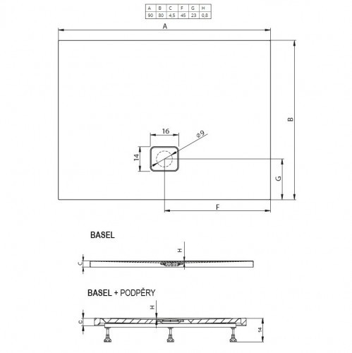 Душевой поддон Riho Basel 402 90x80 см, белый