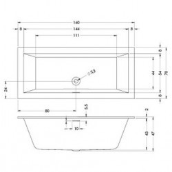 Акриловая ванна RIHO RETHINK CUBIC 160x70 FALL, B104013005 (BR06C0500000000)