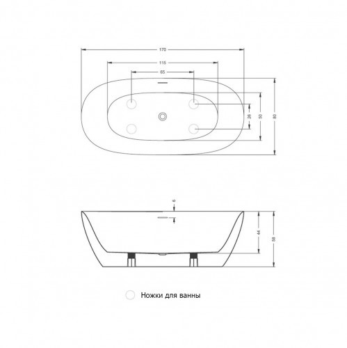 Акриловая ванна RIHO ALPHA 170x80, B092001005