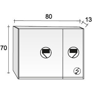 Зеркало-шкаф RIHO Type 02, 80 x 70 см, глянцевый лак
