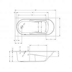 Акриловая ванна встраиваемая  RIHO LAZY 180x80 LEFT, B083001005