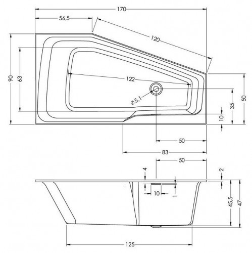 Гидромассажная ванна RIHO RETHINK SPACE AIR 170x90 L FALL