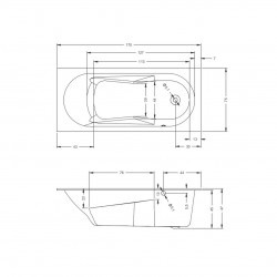 Акриловая ванна встраиваемая RIHO LAZY 170x75 RIGHT, B079001005