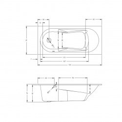 Акриловая ванна встраиваемая RIHO LAZY 170x75 LEFT, B080001005