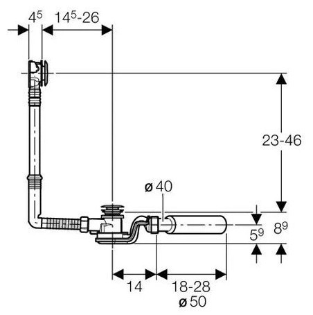 Слив-перелив для ванны Geberit с кнопкой слива, 150.758.21.1 автомат