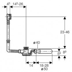 Слив-перелив для ванны Geberit с кнопкой слива, 150.758.21.1 автомат
