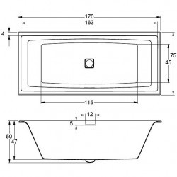 Гидромассажная ванна RIHO STILL SQUARE AIR 170x75