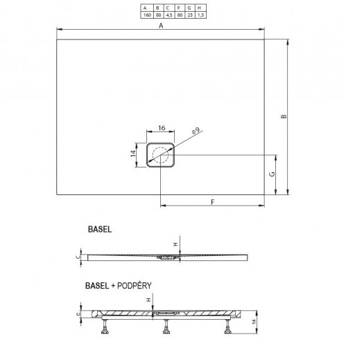 Душевой поддон Riho Basel 410 160x80 см, белый
