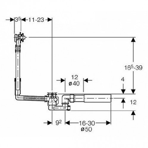 Слив-перелив для ванны Geberit, 150.520.21.1 полуавтомат