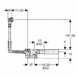 Слив-перелив для ванны Geberit, 150.520.21.1 полуавтомат