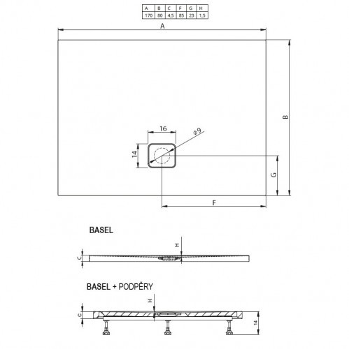 Душевой поддон Riho Basel 411 170x80 см, белый