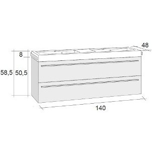 Мебель для ванной RIHO Bologna 48 SET A-1 140 см, 2 смесителя, отделка под дерево