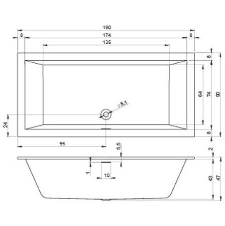 Акриловая ванна RIHO RETHINK CUBIC 190x90 FALL, B109013005