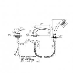 Смеситель на борт ванны RAV Slezak D472.5S, на три отверстия
