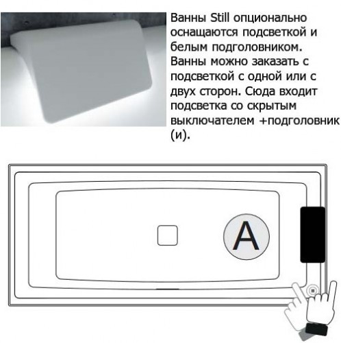 Акриловая ванна с подсветкой RIHO STILL SQUARE LED 180x80 R, B099003005