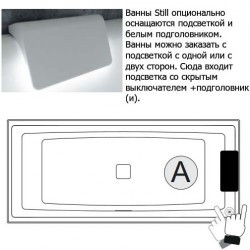 Акриловая ванна с подсветкой RIHO STILL SQUARE LED 170x75 R, B100003005