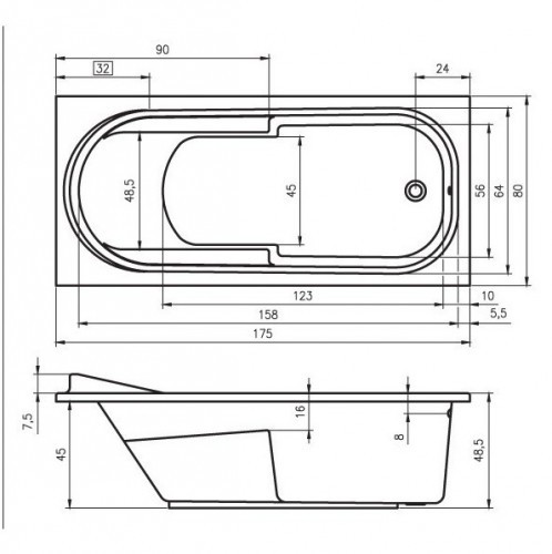 Гидромассажная ванна RIHO COLUMBIA FLOW 175x80